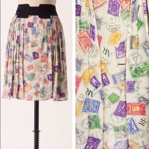 Anthropologie Postage Stamp Skirt Sz 8